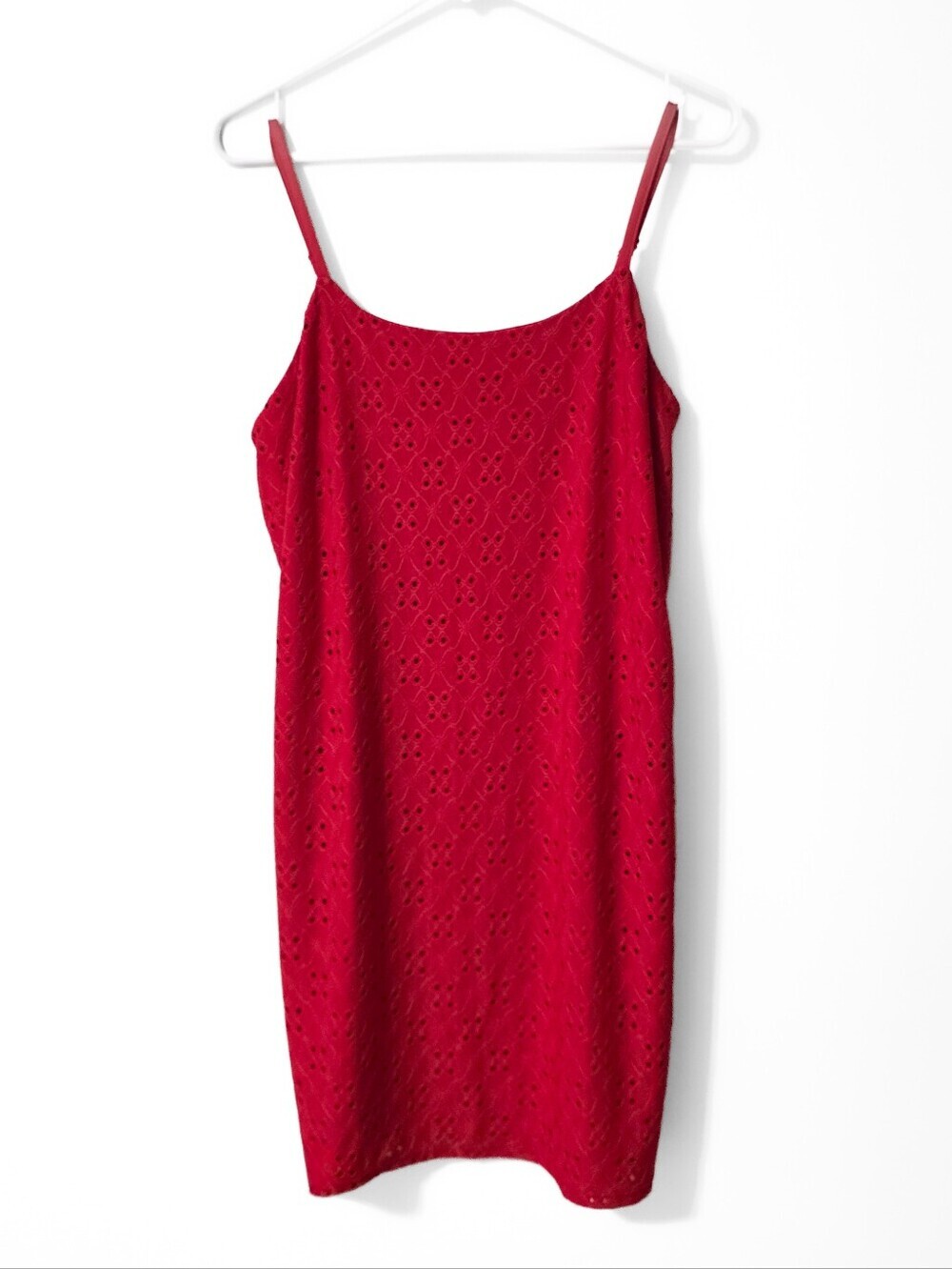 No Boundaries Crimson Eyelet Slip Dress Size XL (15 -17)